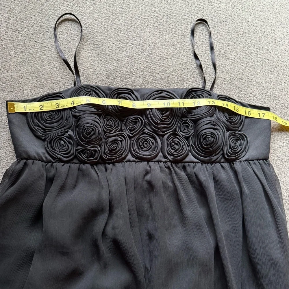 Nordstrom Max and Cleo Cocktail dress size 12 Black Ruched Floral Chiffon‎